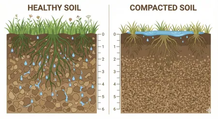 compacted soil vs healthy soil comparison diagram