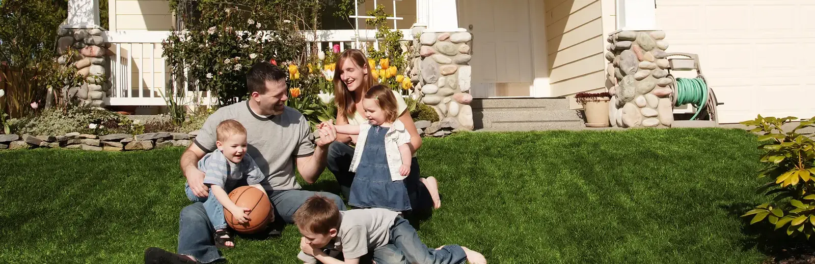 family playing outside